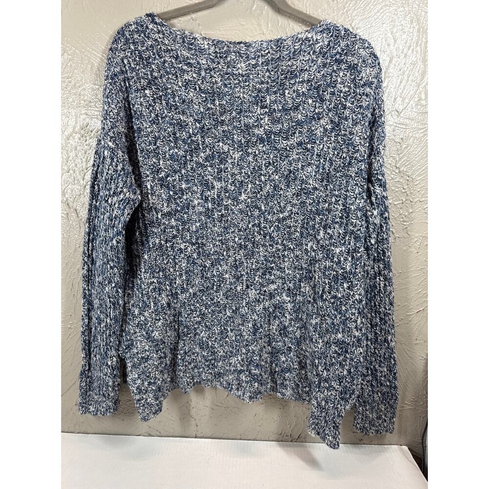Garage Knit Blue And White‎ Sweater V Neck Chunky Womens Size Large - Picture 4 of 5
